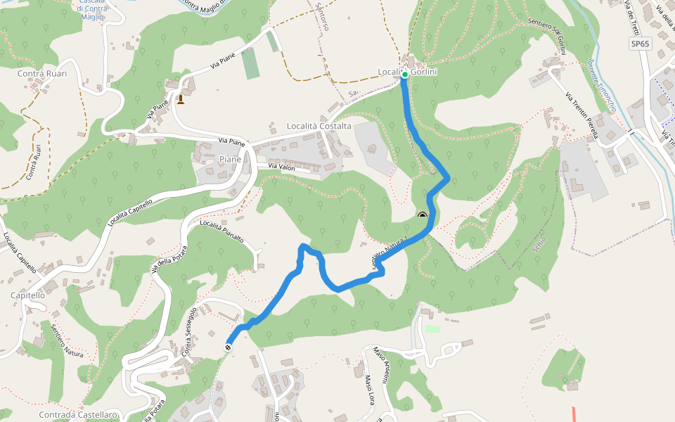 Sentiero Natura 1 walking route map in Piane