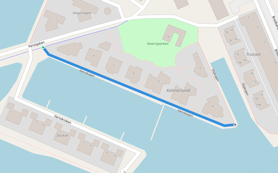 Varvskajen walking route map in Södra Kvill