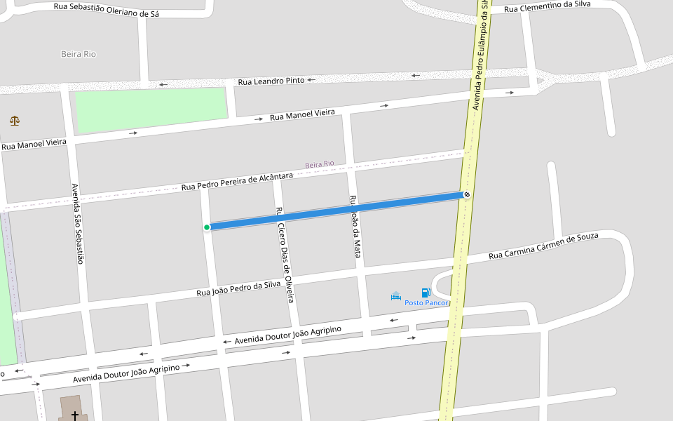 Rua Manoel Justino dos Santos walking route map in São Bento