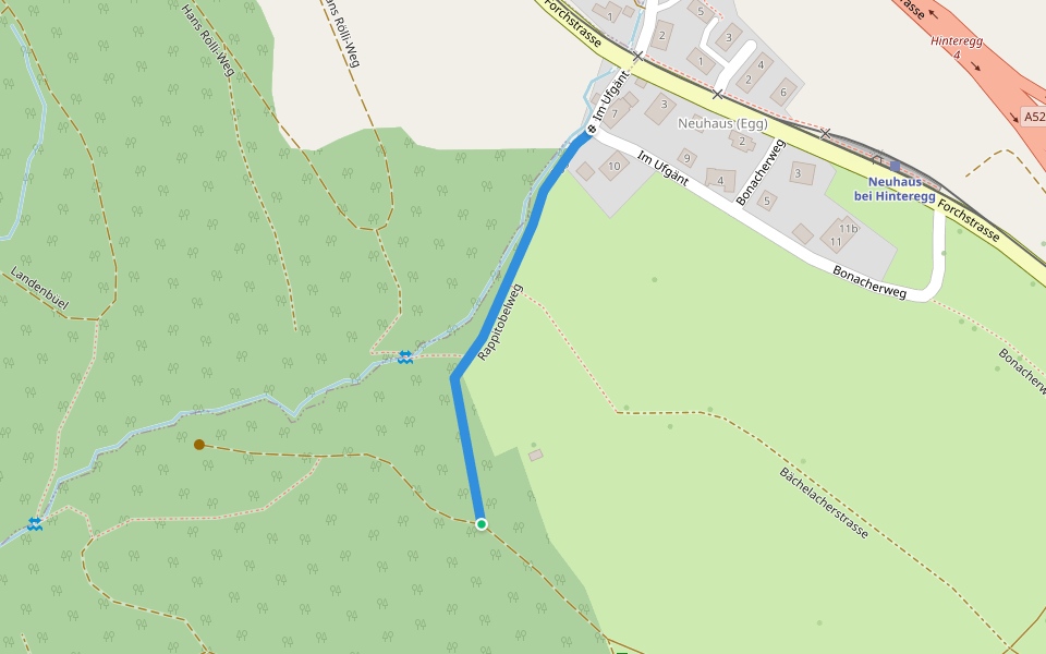 Rappitobelweg walking route map in Hinteregg