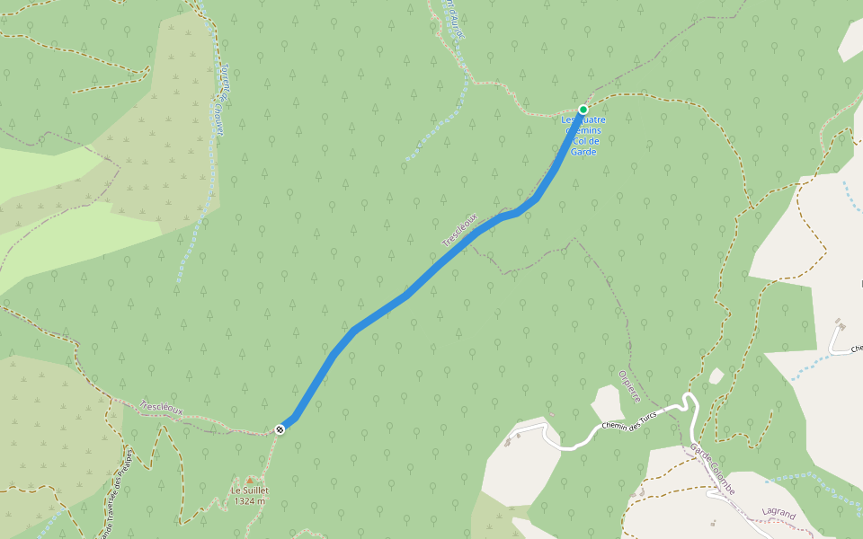 Gr 946 - Grp Tour du Buech walking route map in Trescléoux