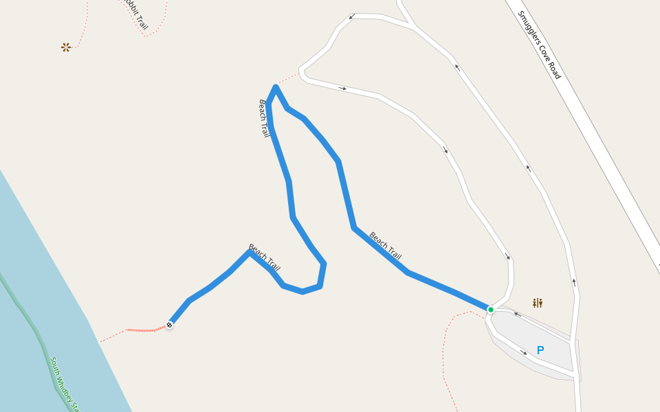 Beach Trail walking route map in Greenbank