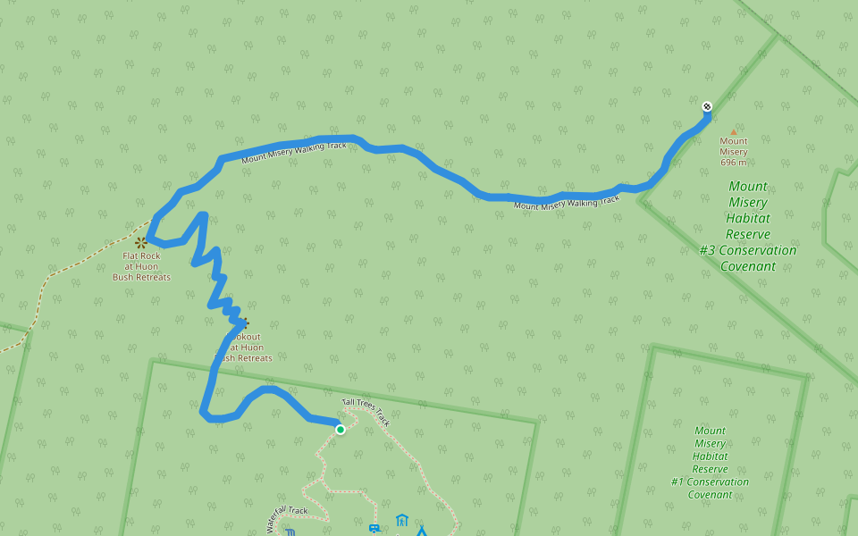 Mount Misery Walking Track walking route map in Ranelagh