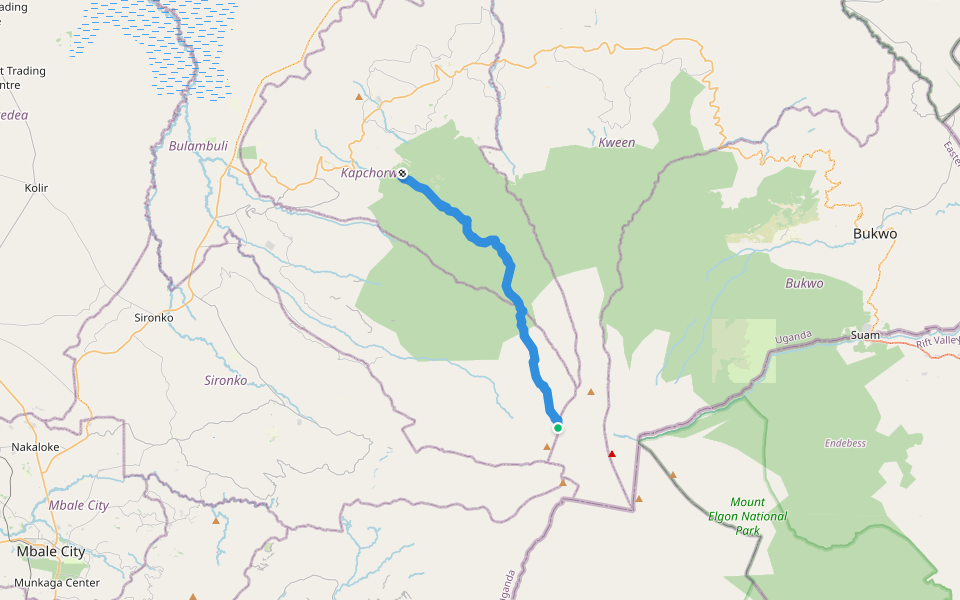 Sipi Trail walking route map in Bugitimwa