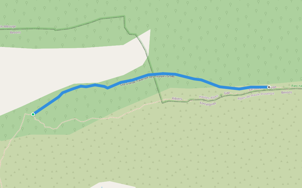 Grp Grande Traversée des Préalpes Gr946 walking route map in Bevons