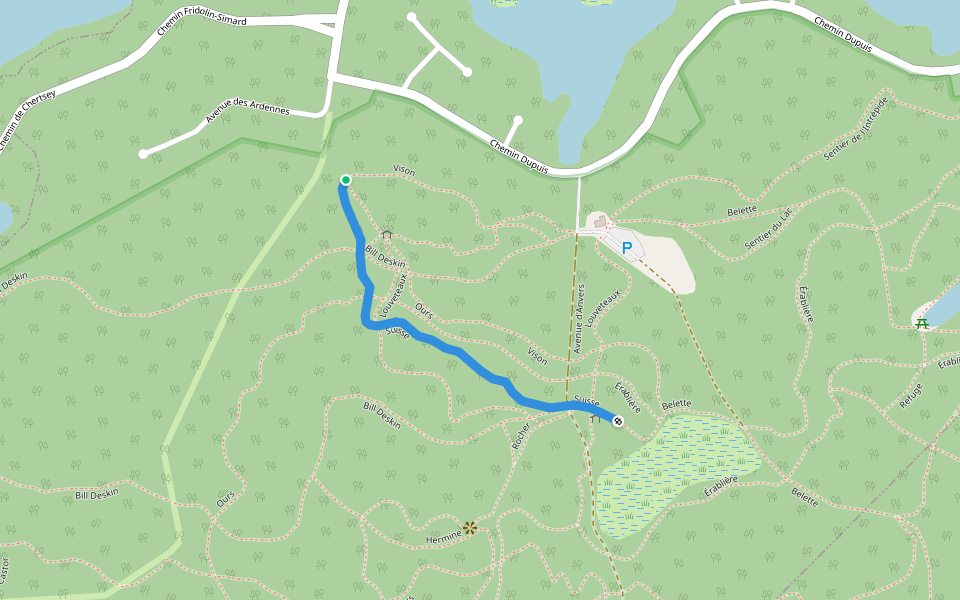Suisse walking route map in Estérel