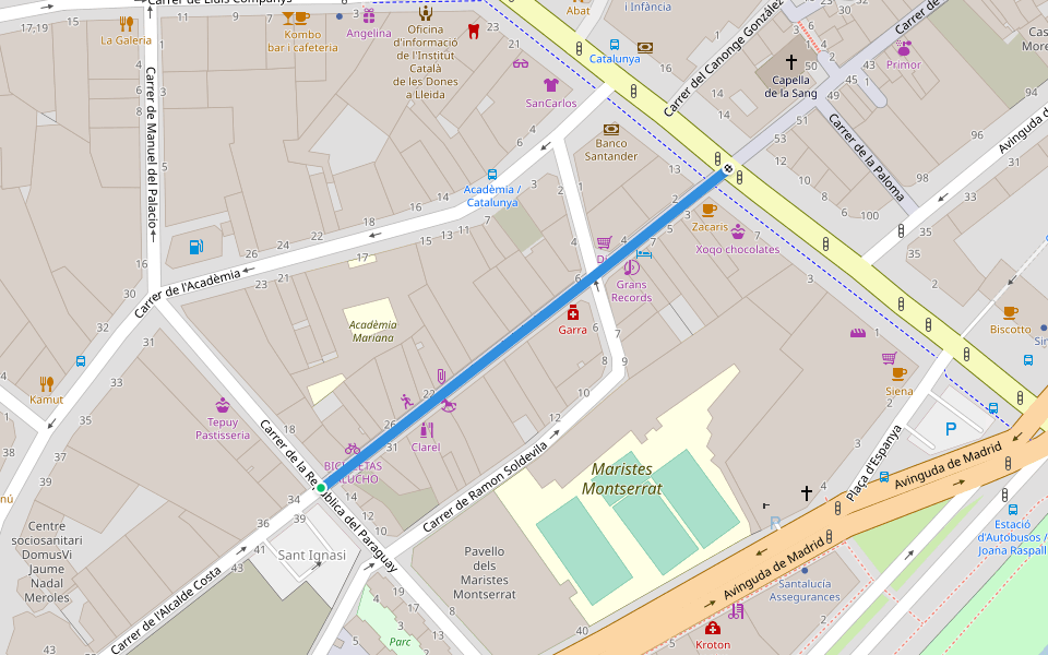 Carrer de l'Alcalde Costa walking route map in Lleida