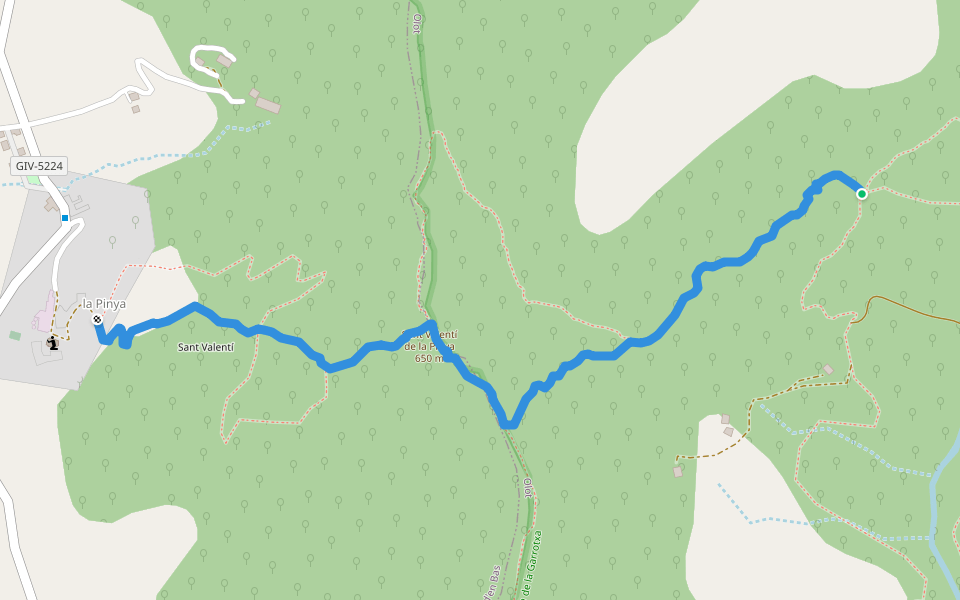 Camí de Sant Valentí de la Pinya walking route map in Olot