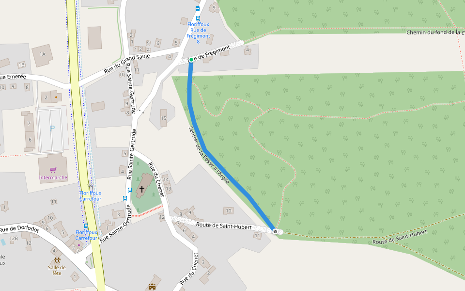 Sentier de la Fosse à l'Argile walking route map in Floreffe