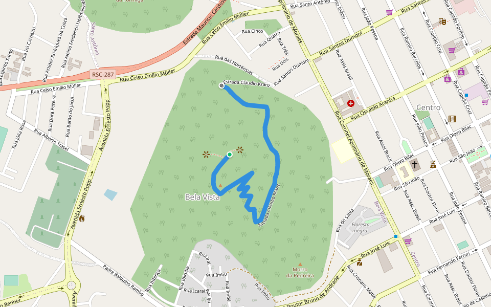 Estrada Cláudio Kranz walking route map in Montenegro