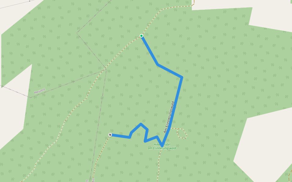 Am Erinnerungswald walking route map in Astert