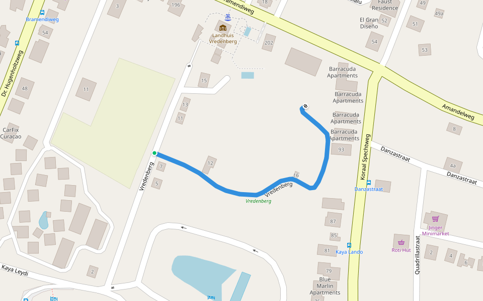 Vredenberg walking route map in Willemstad