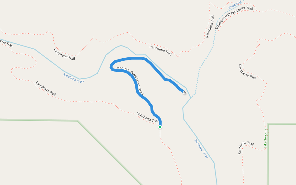 Madrone Point Lower Trail walking route map in Geyserville