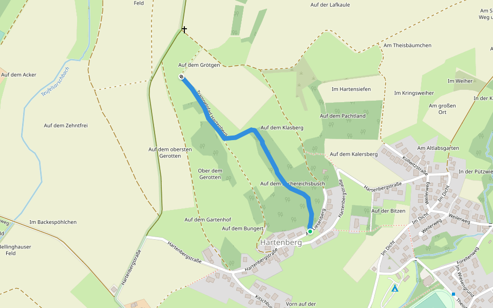 Trampelpfad Hartenberg walking route map in Königswinter