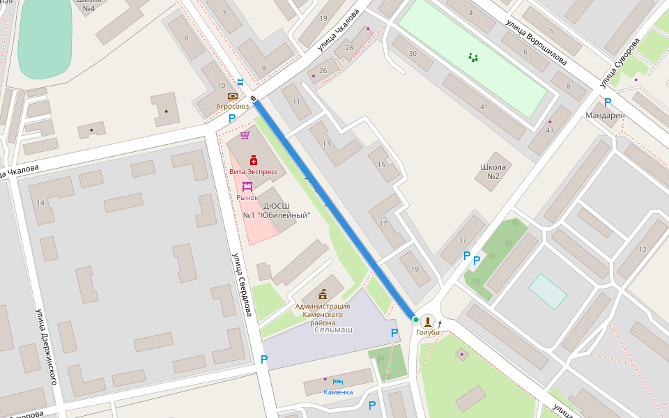 улица Чернышевского walking route map in Kamenka