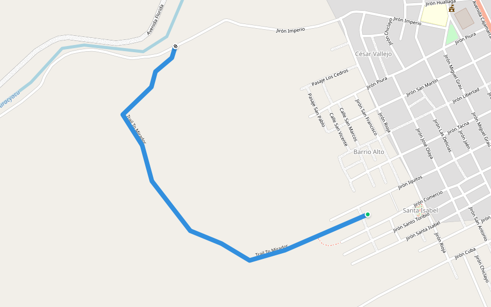 Trail To Mirador walking route map in Papaplaya