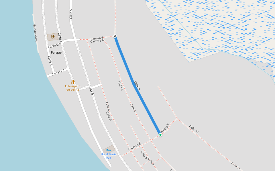 Calle 9 walking route map in Quibdó