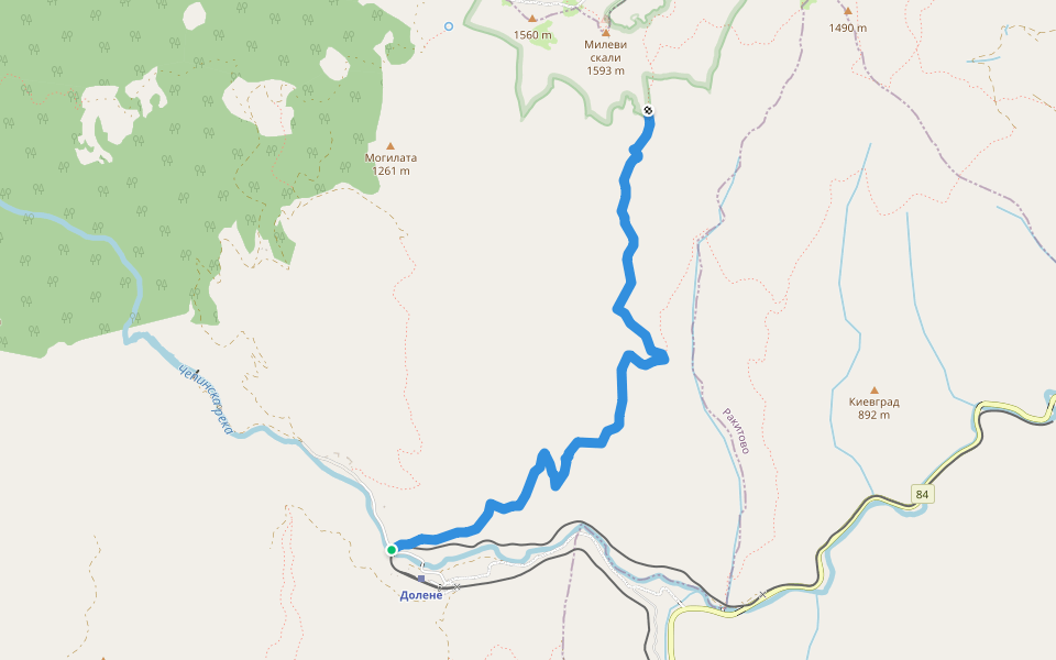 Dolene - Milevi skali walking route map in Draginovo