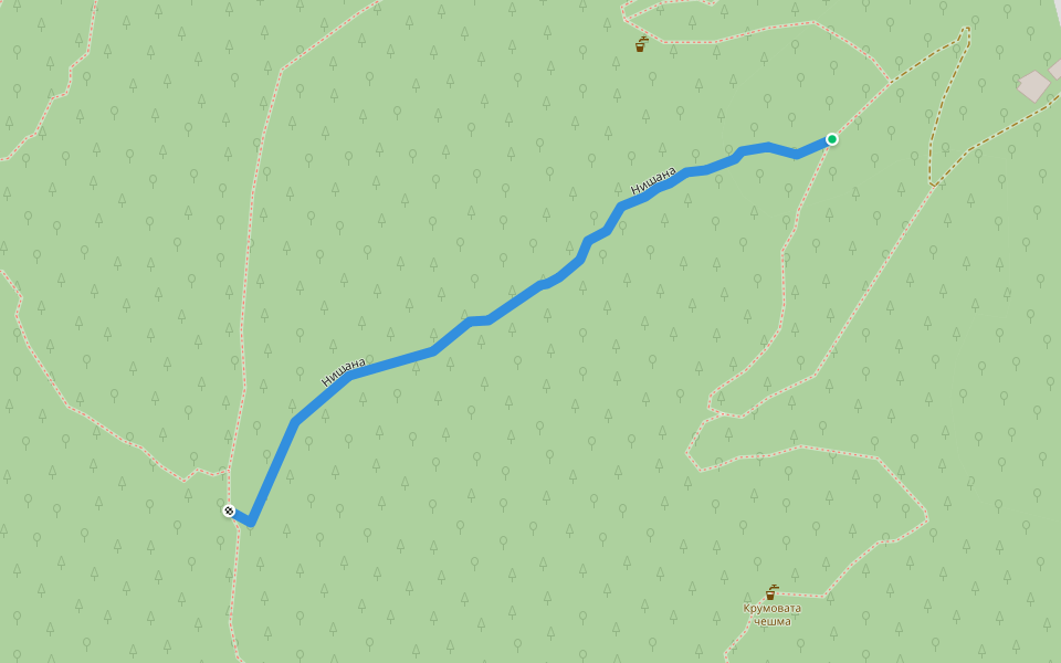 Нишана walking route map in Asenovgrad