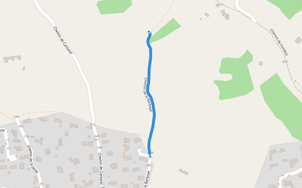 Chemin de la Barboye walking route map in Arpaillargues-et-Aureillac