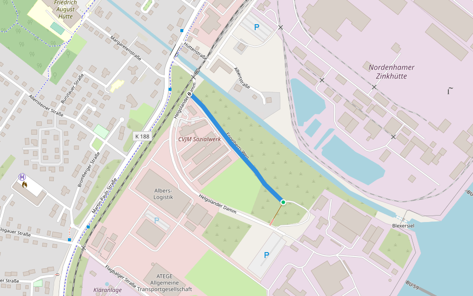Engelberts-Weg walking route map in Nordenham