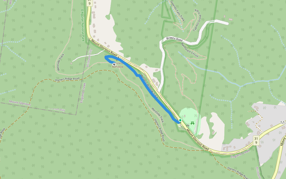 Western Window Track walking route map in Mount Glorious