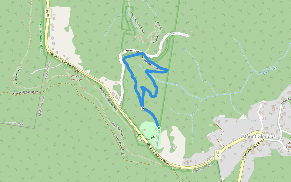 Rainforest Circuit walking route map in Mount Glorious
