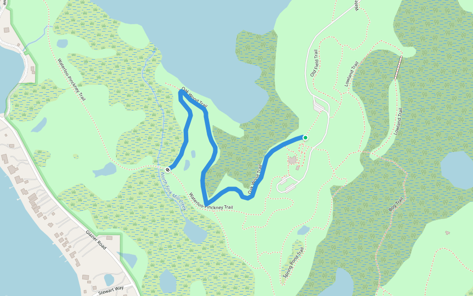 Oak Wood Trail walking route map in Chelsea