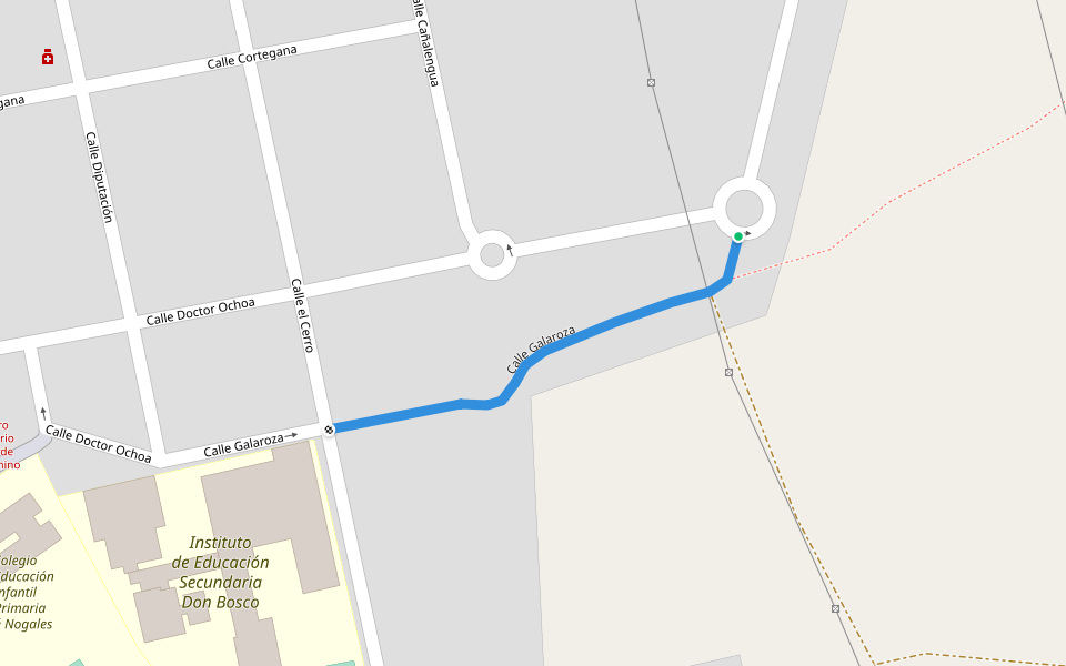 Calle Galaroza walking route map in Valverde del Camino