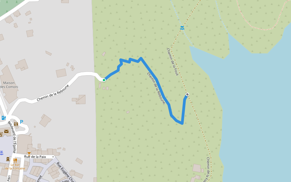 Chemin de la Reboune walking route map in Le Revest-les-Eaux