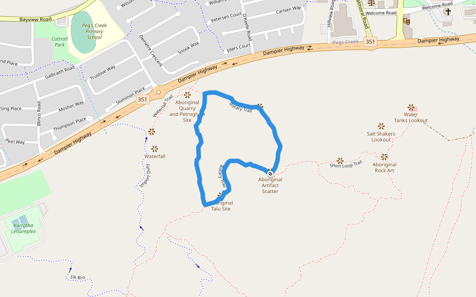 Rotary Trail walking route map in Stove Hill