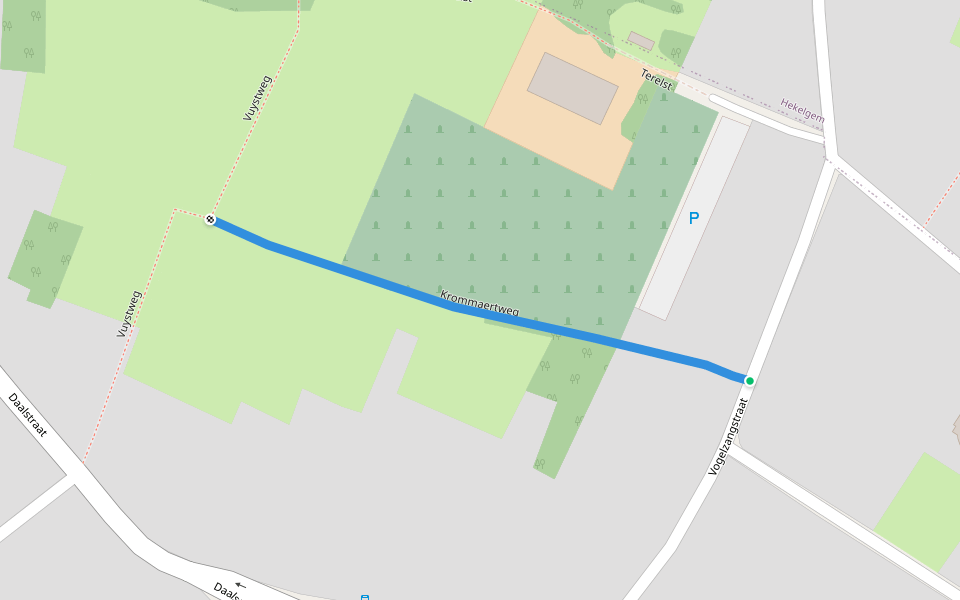 Krommaertweg walking route map in Affligem