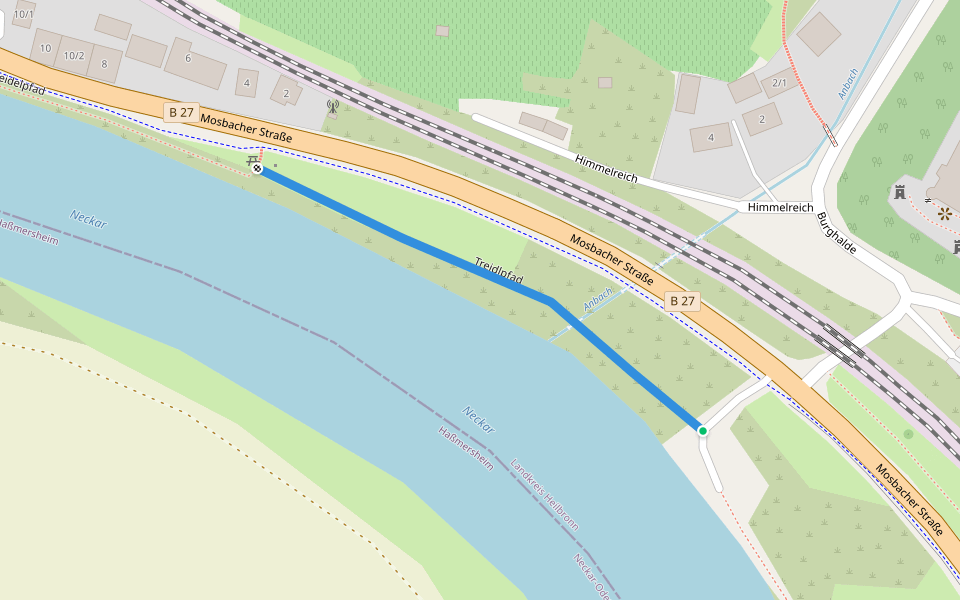 Treidlpfad walking route map in Gundelsheim