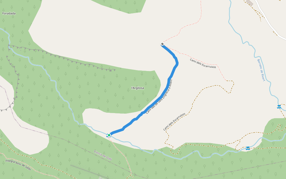 Camí Vell de Sant Engracia a Rivert walking route map in Tremp