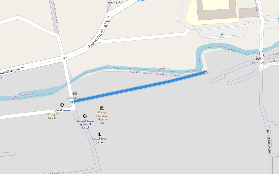 جادة نقيب الأشرف walking route map in Damascus