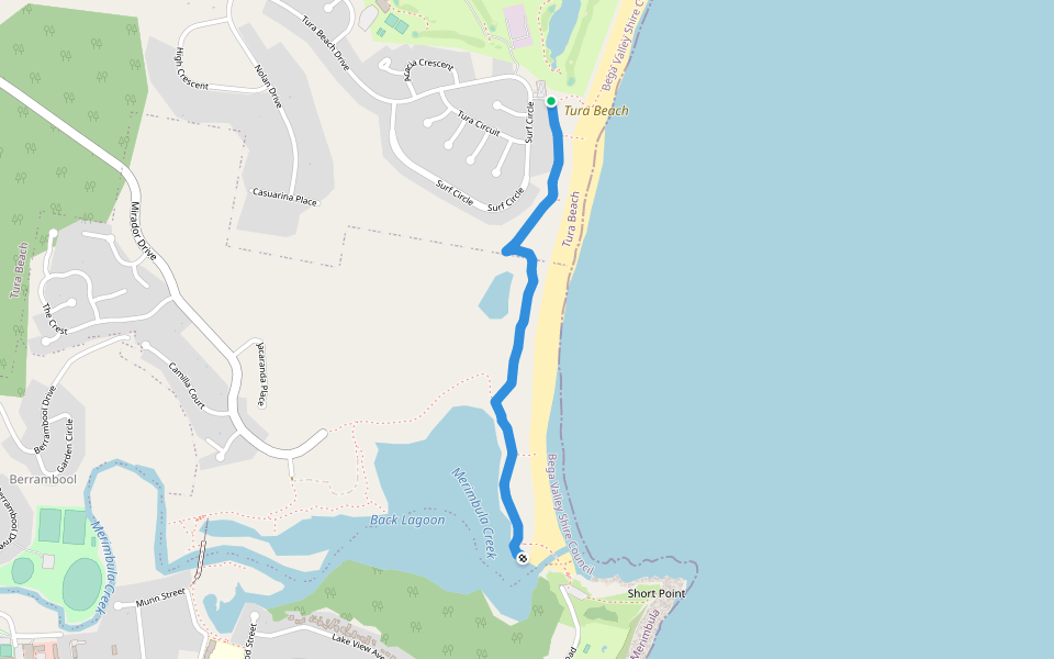 Mundooi Walk walking route map in Tura Beach