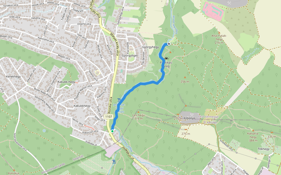 Rózsika sétány walking route map in Solymár