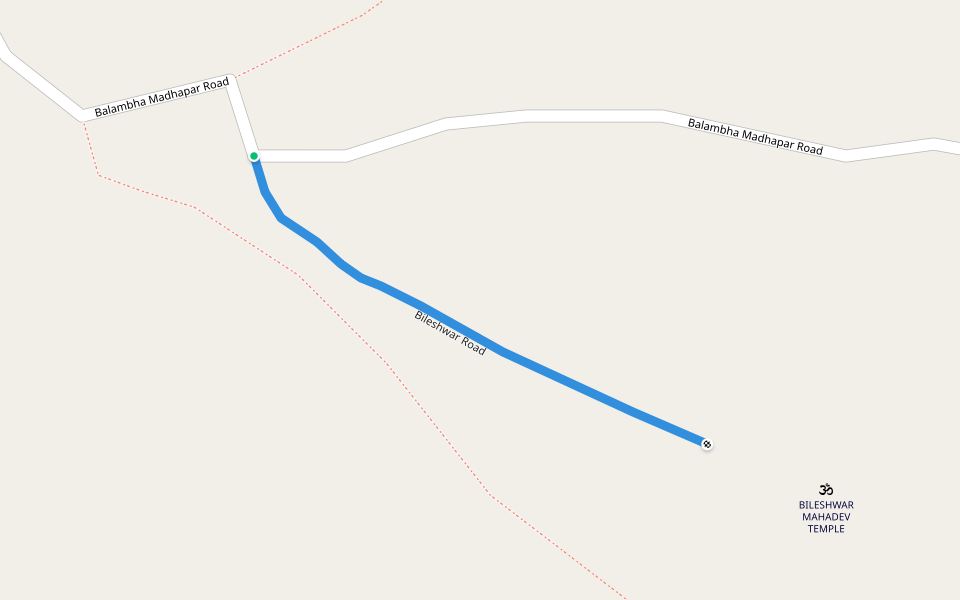 Bileshwar Road walking route map in Balambha