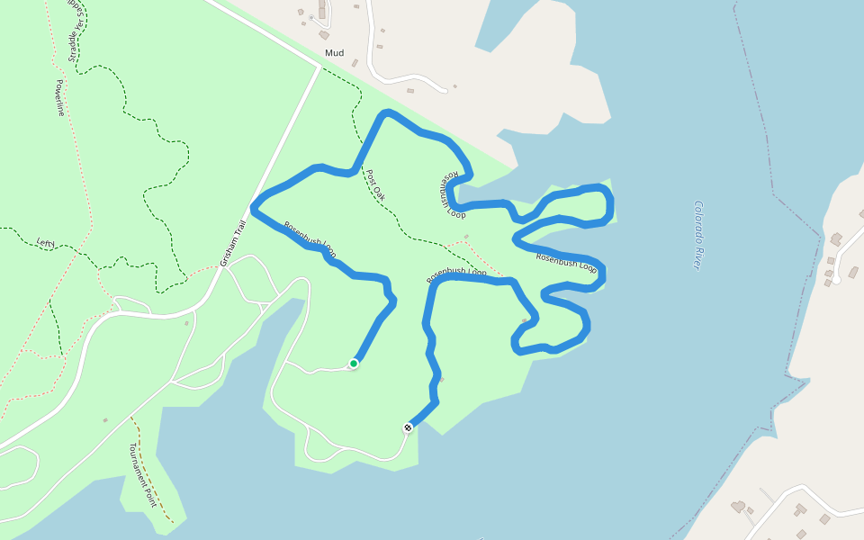 Rosenbush Loop walking route map in Spicewood