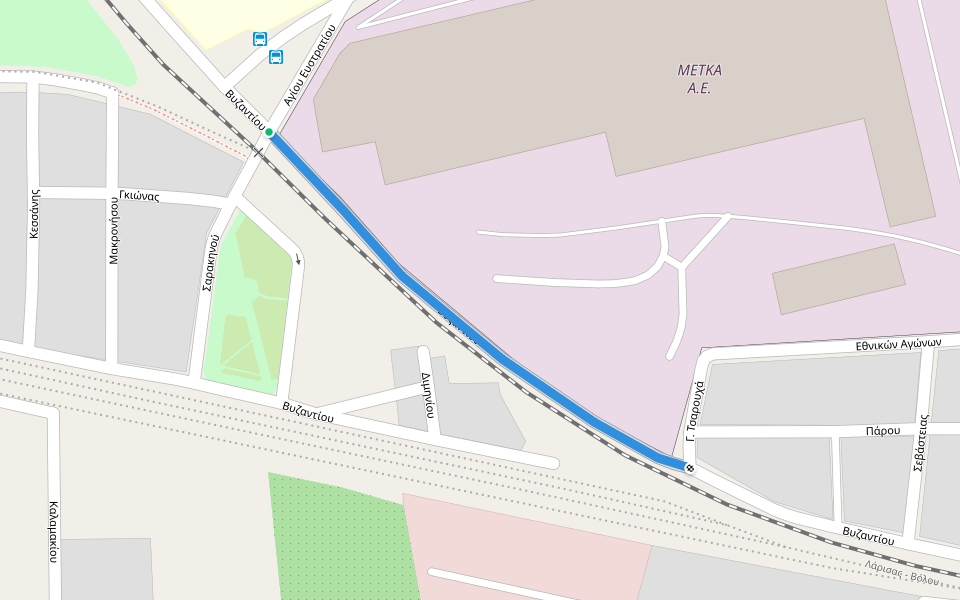 Βυζαντίου walking route map in Nea Ionia