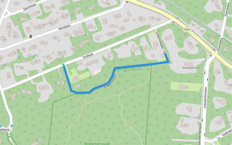 Zuidervoetpad walking route map in Aerdenhout