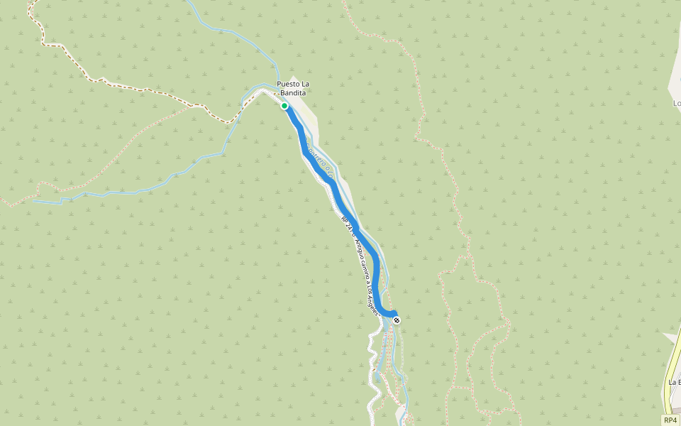 Tercer sendero walking route map in La Quebrada