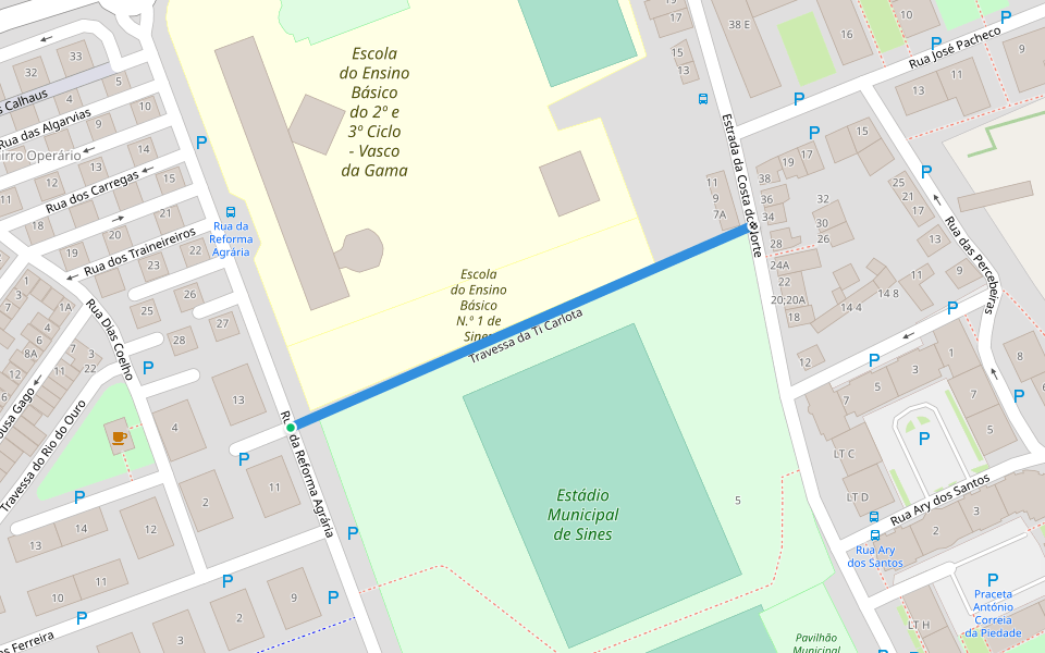 Travessa da Ti Carlota walking route map in Sines