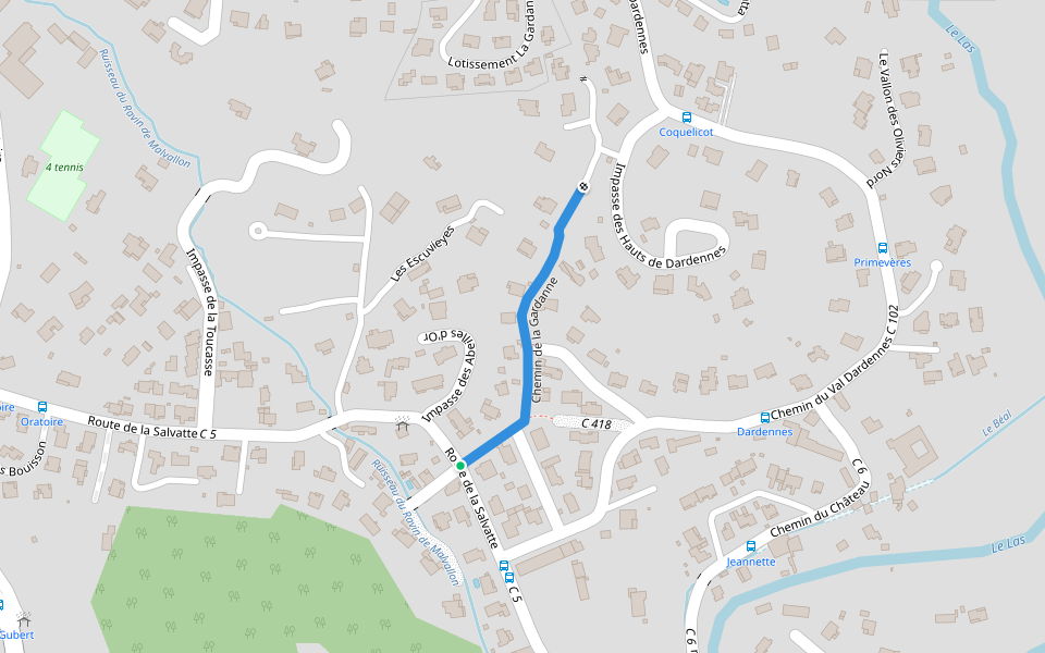 Chemin de la Gardanne walking route map in Le Revest-les-Eaux