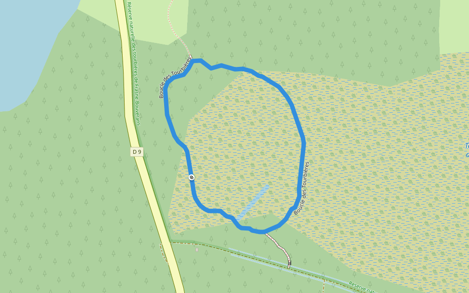 Boucle des Tourbières walking route map in Frasne