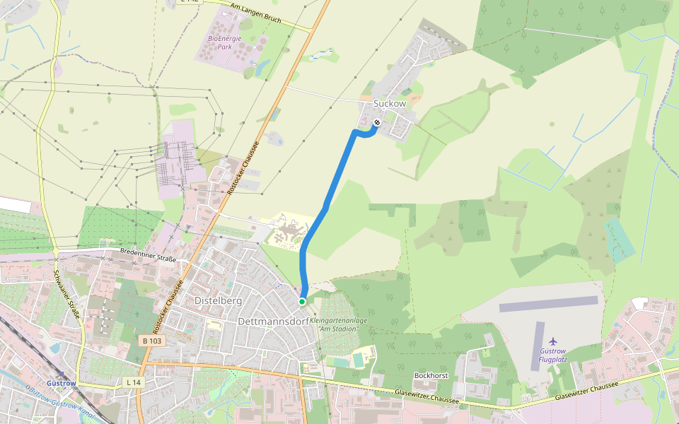 Wilhelm-Beltz-Weg walking route map in Güstrow