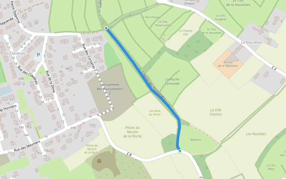 Chemin des Poissoniers walking route map in Lancieux