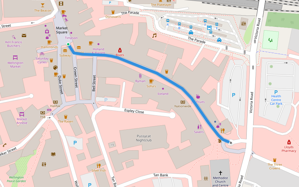 New Street walking route map in Telford