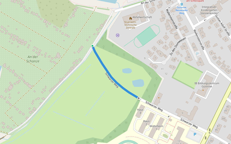 Schwarzer Weg walking route map in Güstrow