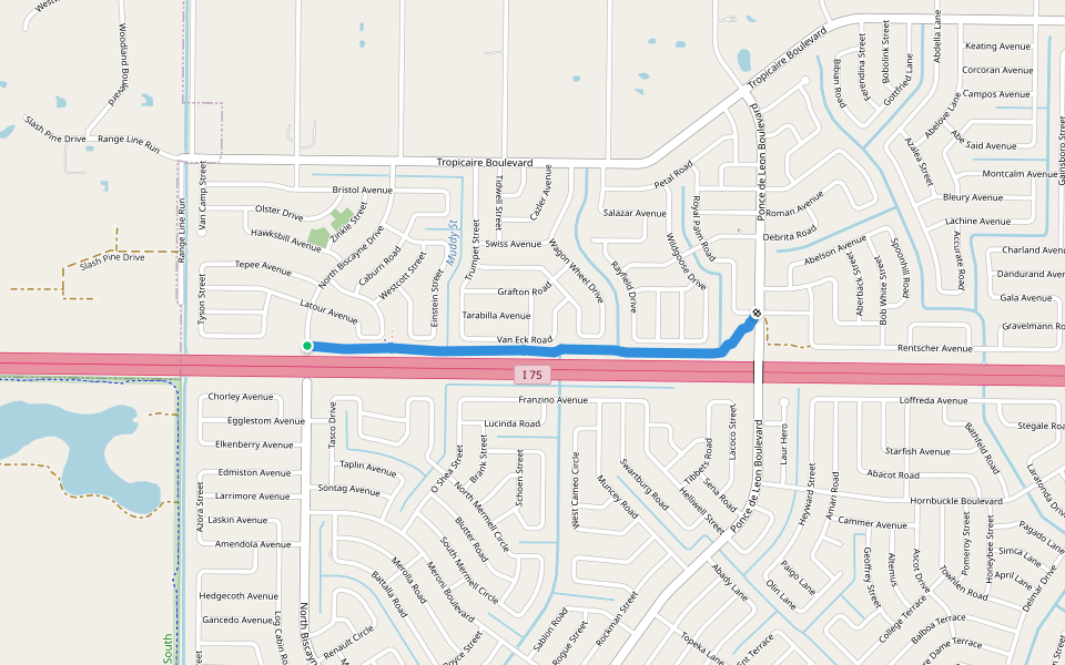Dirt Dump Pass walking route map in North Port